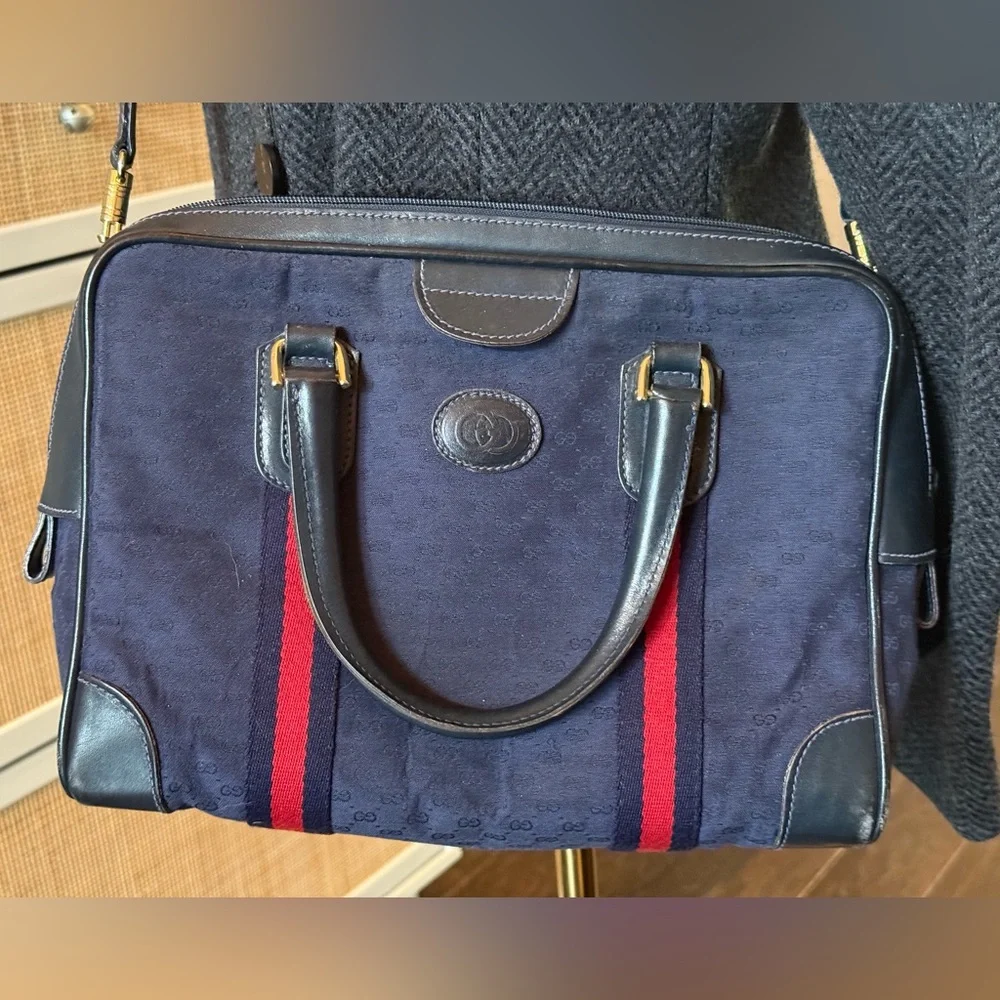 Gucci GG Monogram Supreme Sherry Web Ophidia Boston Doctor Satchel Bag Vintage - Picture 6 of 16